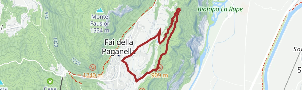 Route map: Water and Beeches path in the Parco del Respiro